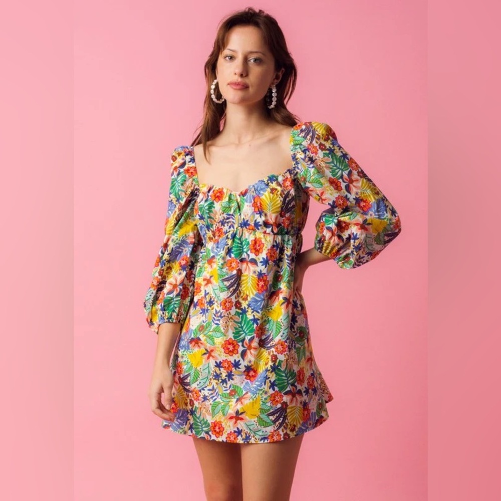 Olivaceous Floral BabyDoll Dress